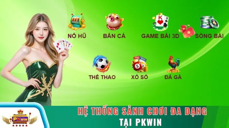Hệ thống sảnh chơi đa dạng tại PKWIN